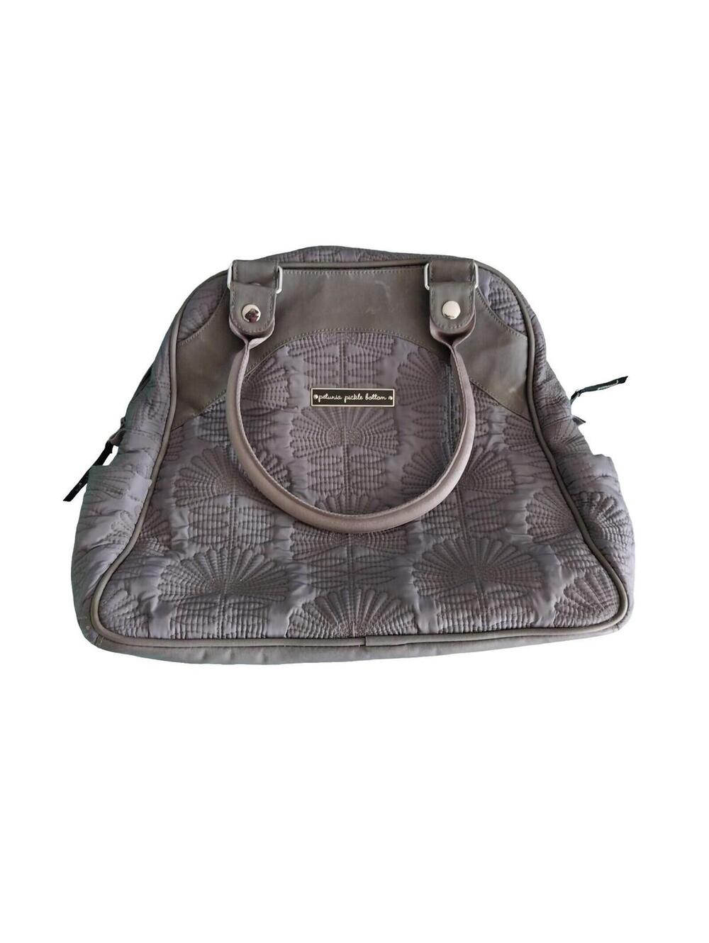 Petunia Pickle Bottom Dark Gray Satchel Backpack Diaper Bag Boho Chic EUC